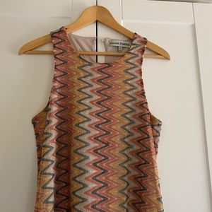 Almost Famous Multicolor Zig Zag Shift Dress Chevron Rainbow Boho Medium